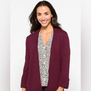 Evolution By Cyrus Burgundy Lightweight Button Sleeve Cardigan Size Medium